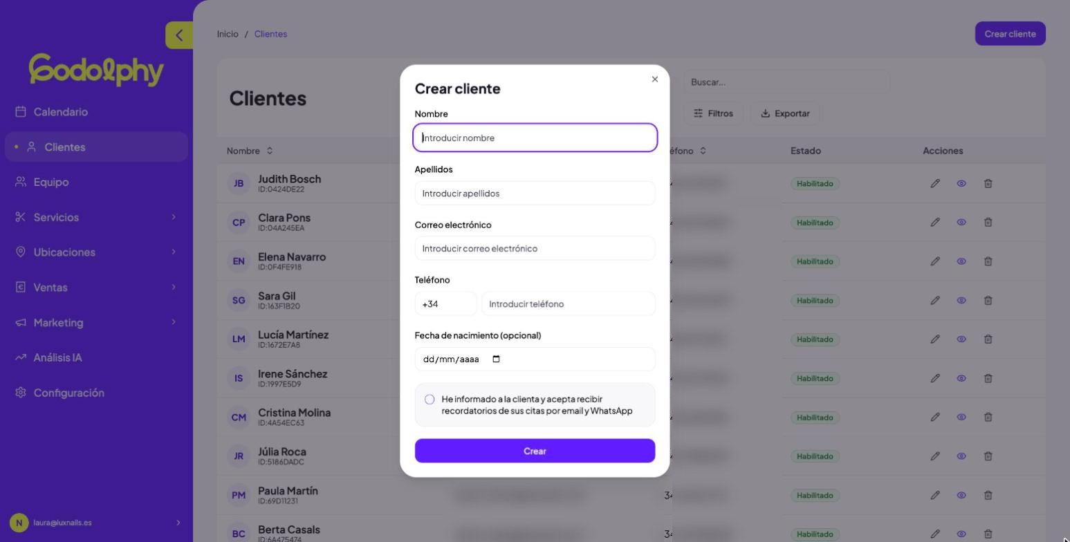 Modal «Crear cliente»