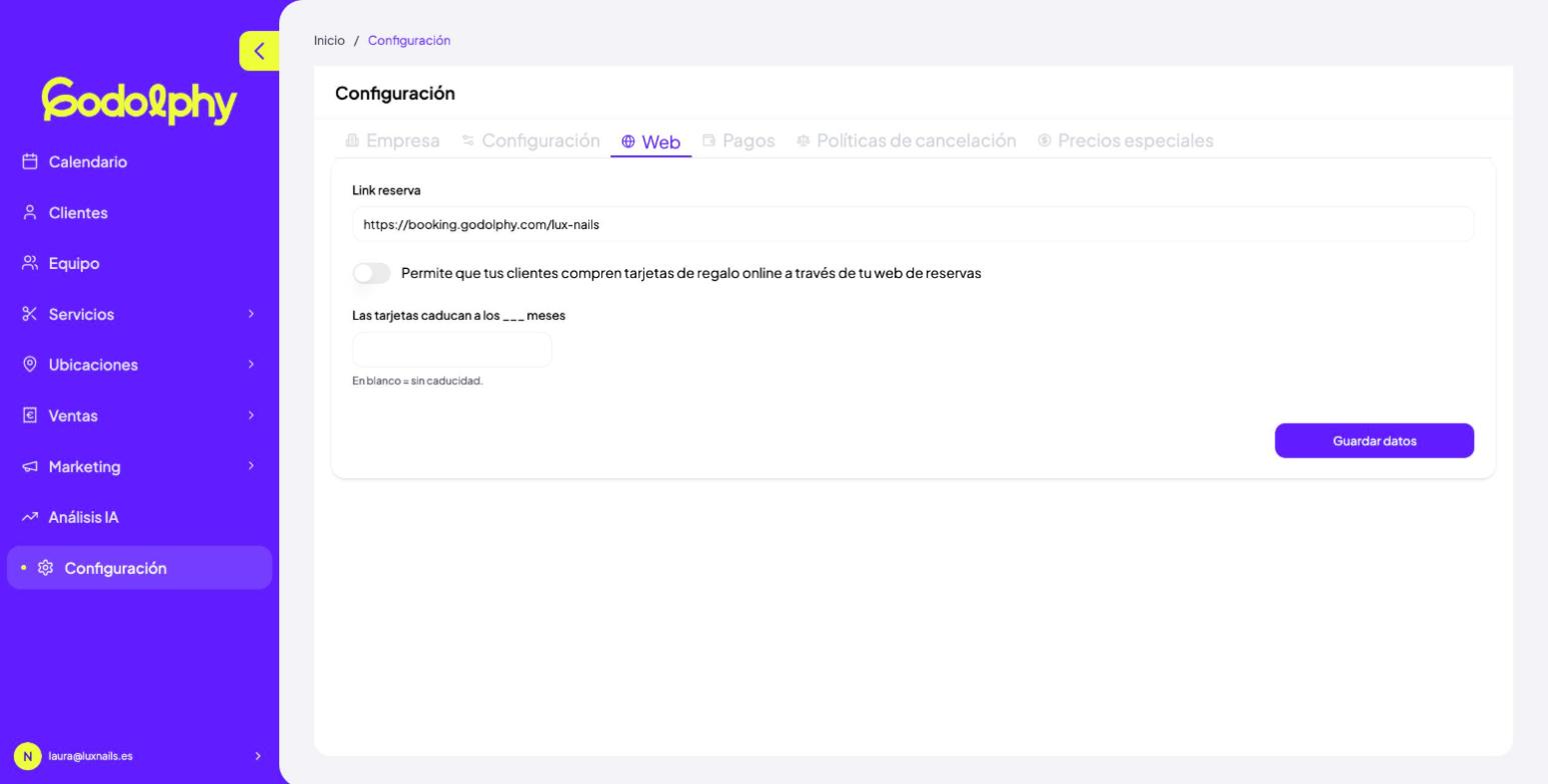 Configuración → Web
