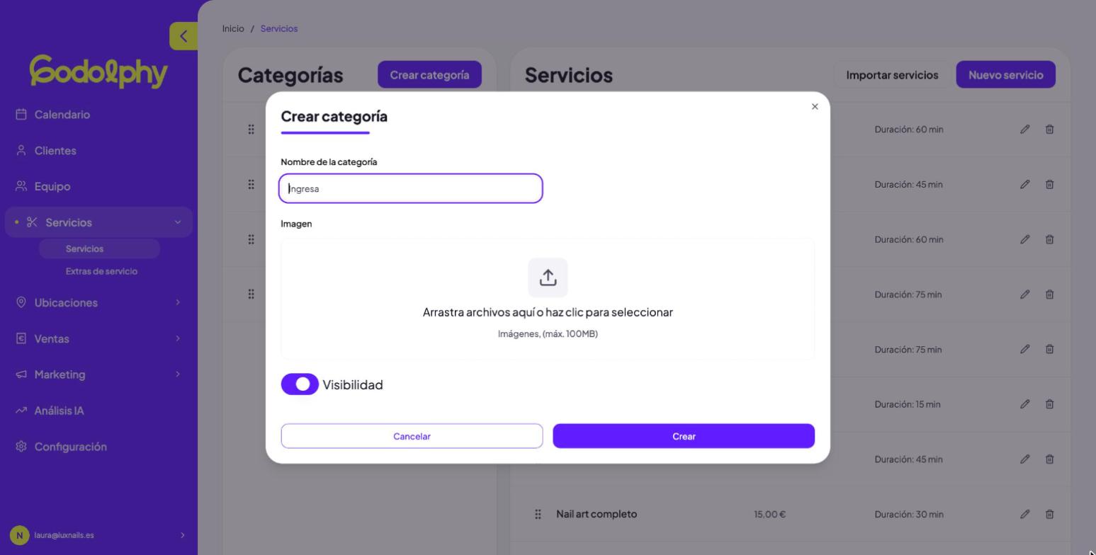 Modal «Crear categoría»