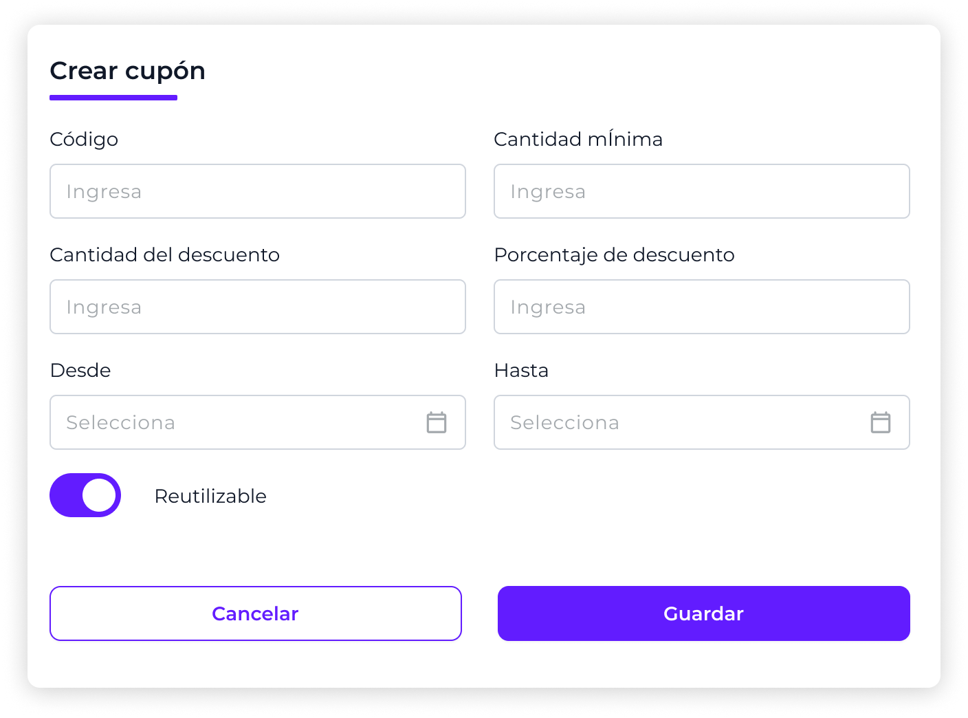 Crea cupones descuento