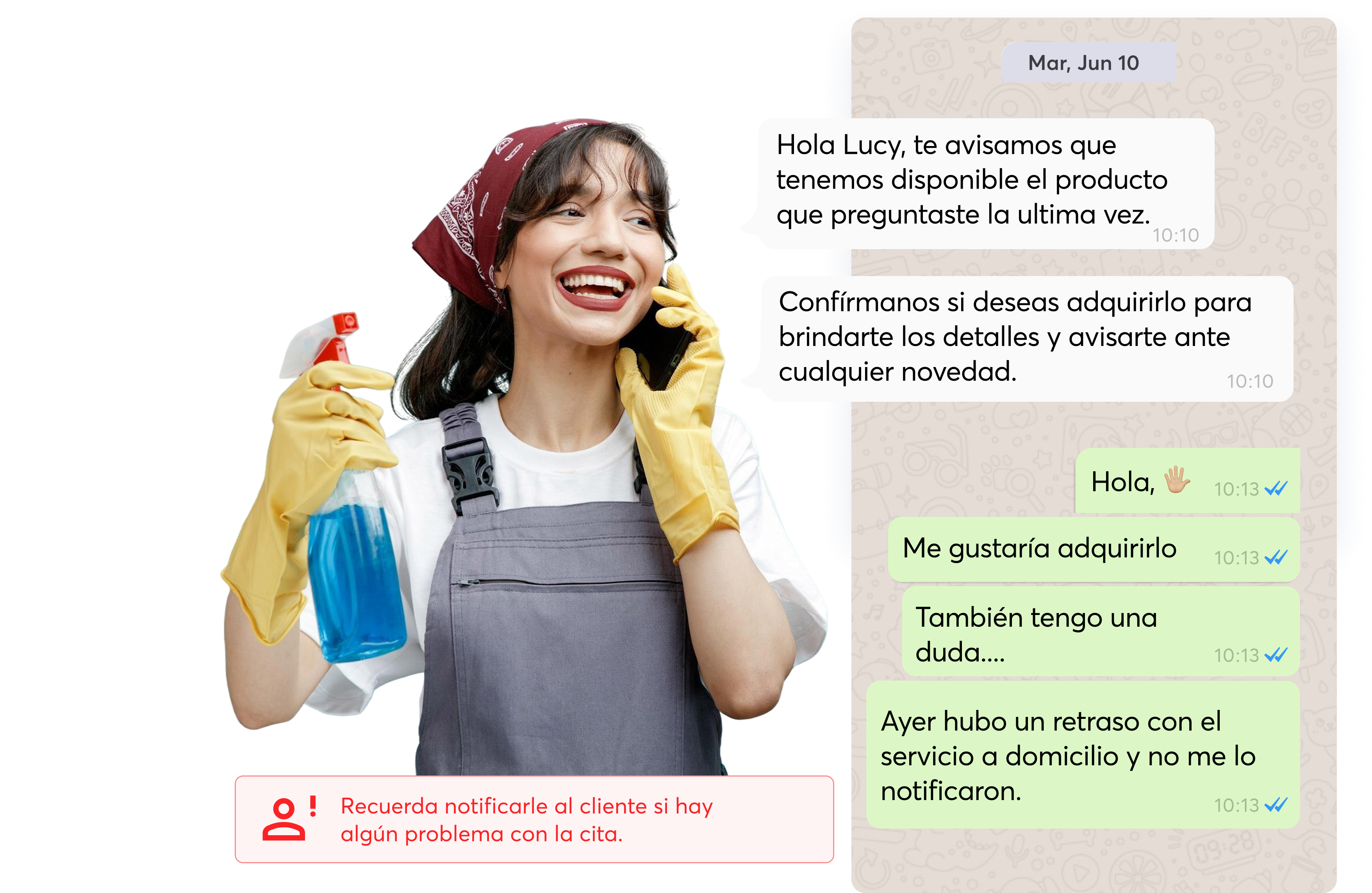 Chat del equipo con clientes vía WhatsApp