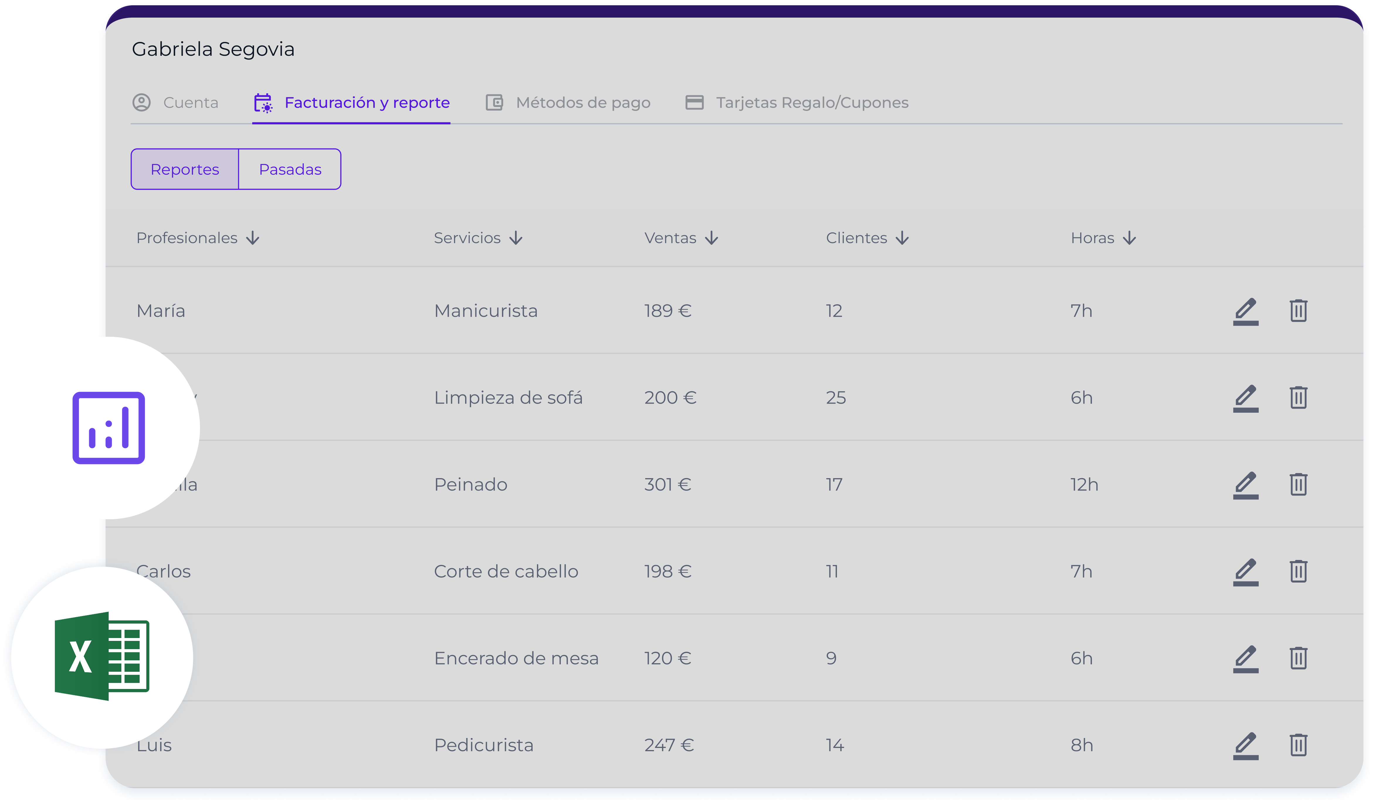 Descargar reporte de datos en Excel o CSV