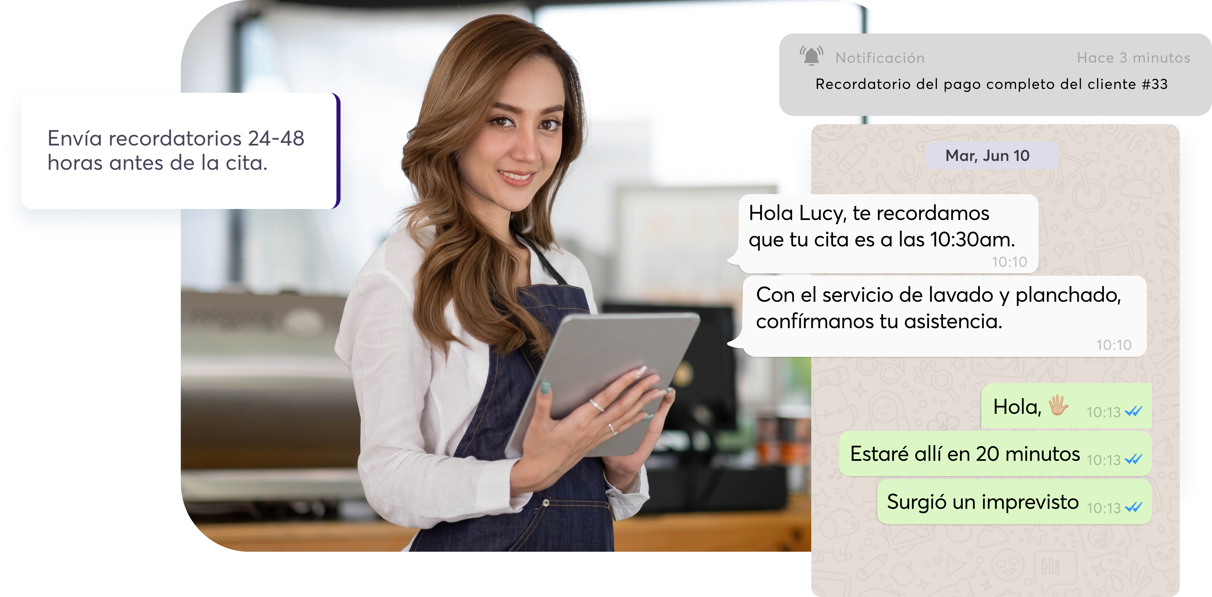 Notificaciones automáticas por WhatsApp y email