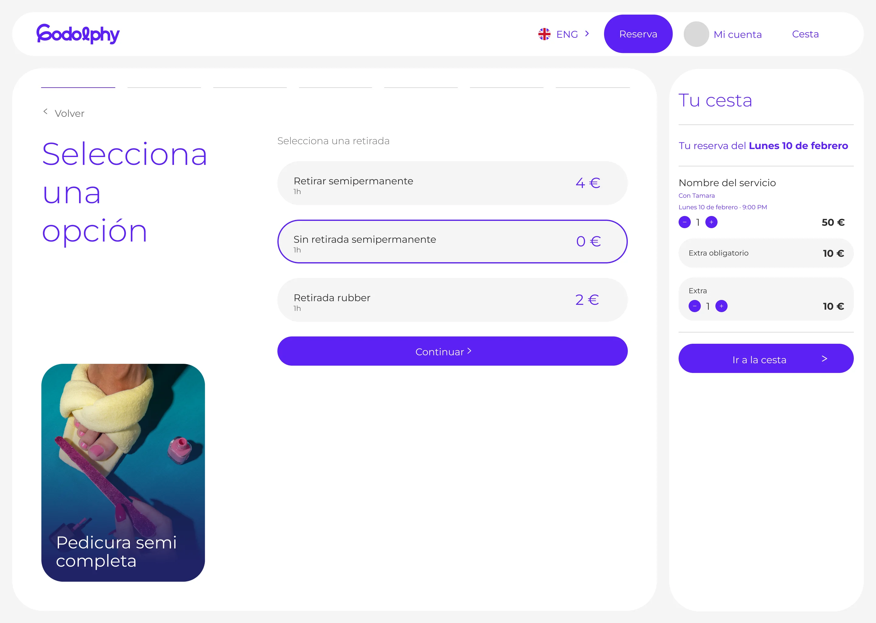 Extras en la reserva con cálculo automático de tiempo