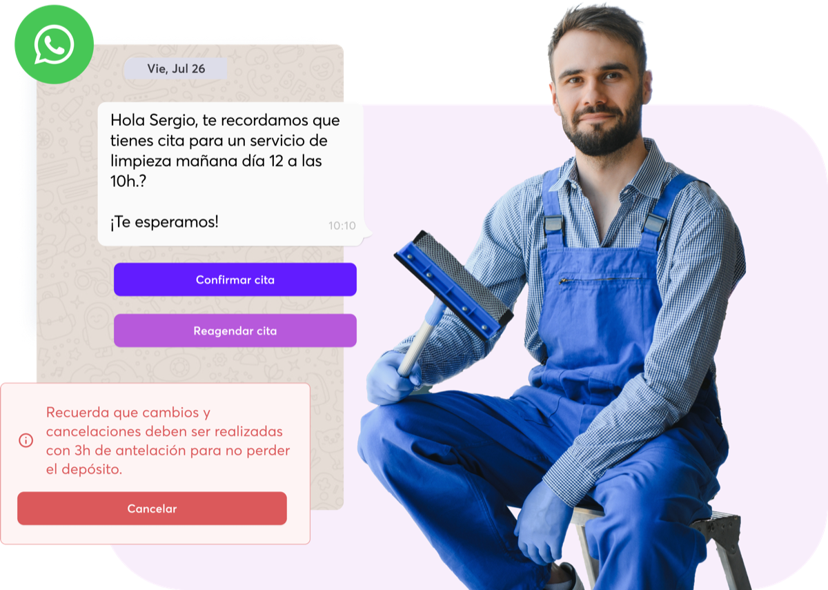 Recordatorios WhatsApp empresa limpieza