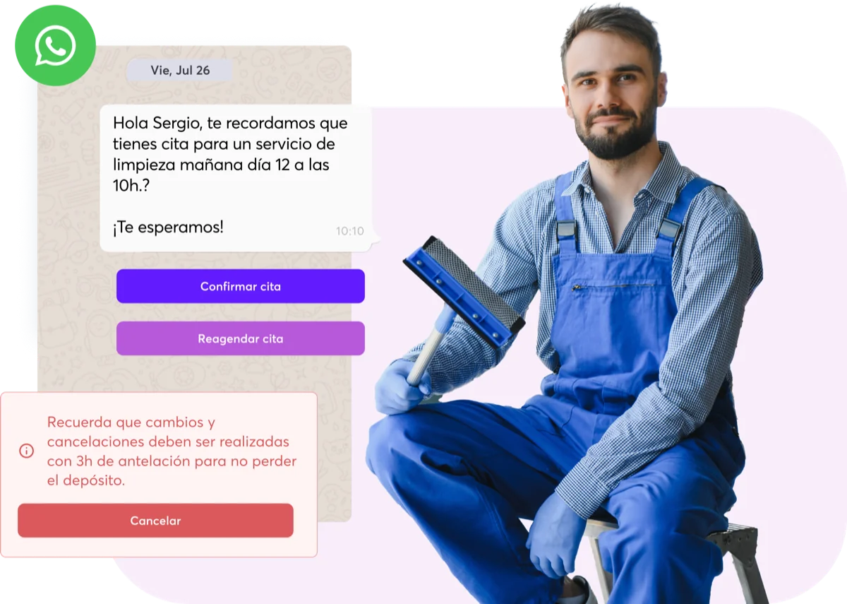 Recordatorios WhatsApp empresa limpieza